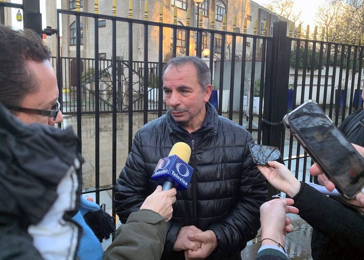 Eyewitness Abi Watik speaks to media outside London Central Mosque in Regent's Park.
