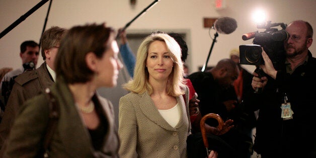 Former CIA employee Valerie Plame Wilson walks through the halls of the Rayburn House Office Building after testifying at a House Oversight and Government Reform Committee hearing on Capitol Hill in Washington March 16, 2007. The CIA officer at the heart of the criminal probe that reached deep into the White House told U.S. lawmakers on Friday that senior officials at the White House and State Department "carelessly and recklessly" blew her cover to discredit her diplomat husband. REUTERS/Jason Reed (UNITED STATES)