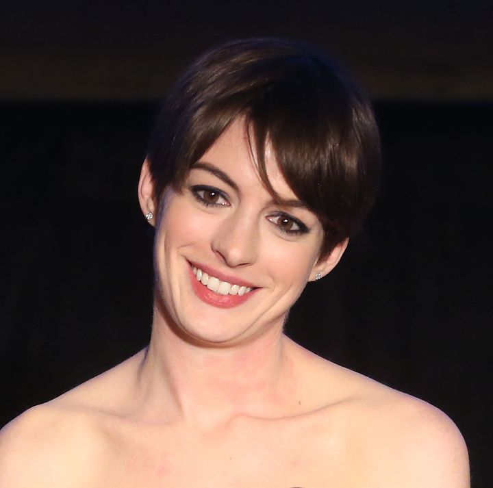 LOS ANGELES, CA - FEBRUARY 16: Actress Anne Hathaway speaks during the 49th Annual Cinema Audio Society Awards 'CAS' at the Millennium Biltmore Hotel on February 16, 2013 in Los Angeles, California. (Photo by Frederick M. Brown/Getty Images)
