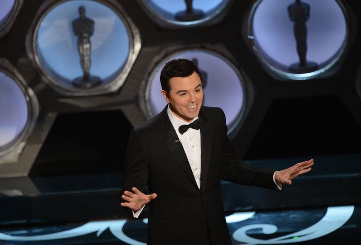 Host Seth MacFarlane speaks onstage at the 85th Annual Academy Awards on February 24, 2013 in Hollywood, California. AFP PHOTO/Robyn BECK (Photo credit should read ROBYN BECK/AFP/Getty Images)