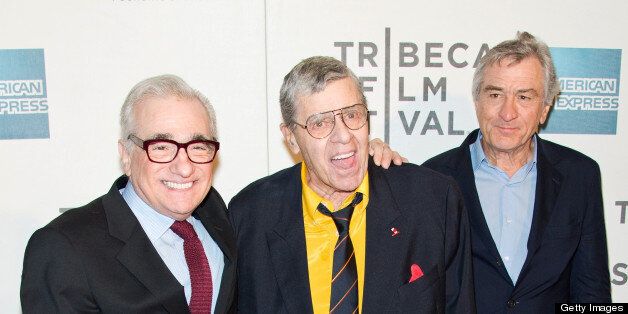 NEW YORK, NY - APRIL 27: (L-R) Director Martin Scorsese, comedian Jerry Lewis and Co-Founder Tribeca Film Festival Robert De Niro attend the closing night screening of 'The King of Comedy' during the 2013 Tribeca Film Festival at BMCC Tribeca PAC on April 27, 2013 in New York City. (Photo by Gilbert Carrasquillo/FilmMagic)