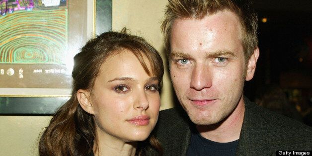 BEVERLY HILLS, CA - NOVEMBER 22: Actress Natalie Portman (L) and Actor Ewan McGregor pose at the after-party for the premiere of Columbia Pictures' 'Closer' at Spago on November 22, 2004 in Beverly Hills, California. (Photo by Kevin Winter/Getty Images)