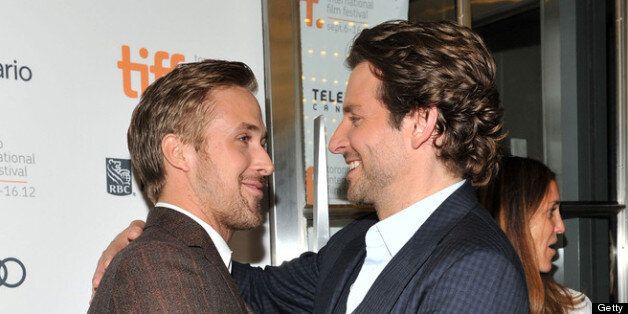 TORONTO, ON - SEPTEMBER 07: Actors Ryan Gosling (L) and Bradley Cooper attend 'The Place Beyond The Pines' premiere during the 2012 Toronto International Film Festival at Princess of Wales Theatre on September 7, 2012 in Toronto, Canada. (Photo by Sonia Recchia/Getty Images)