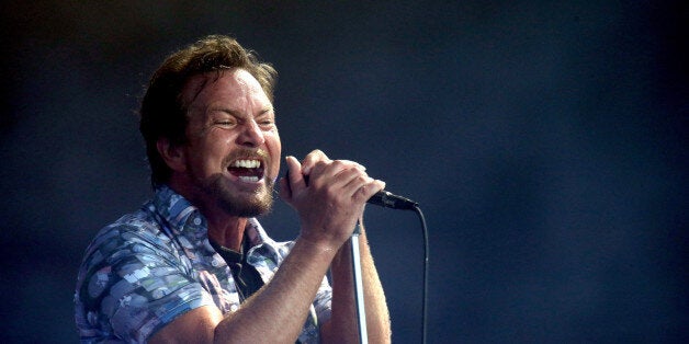 AUCKLAND, NEW ZEALAND - JANUARY 17: Eddie Vedder of Pearl Jam performing at Western Springs Stadium during the 2014 Big Day Out Festival on January 17, 2014 in Auckland, New Zealand. (Photo by Jason Oxenham/Getty Images)