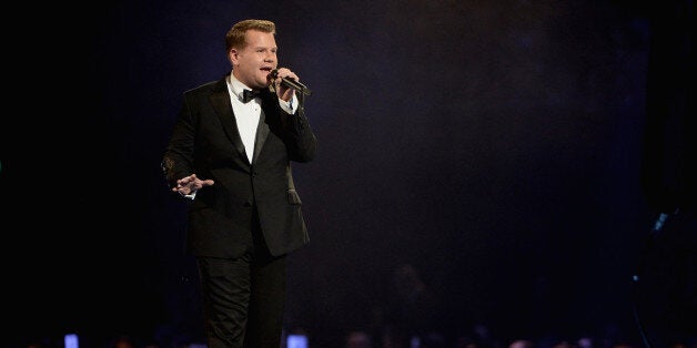 LONDON, ENGLAND - FEBRUARY 19: Host James Corden presents The BRIT Awards 2014 at 02 Arena on February 19, 2014 in London, England. (Photo by Ian Gavan/Getty Images)