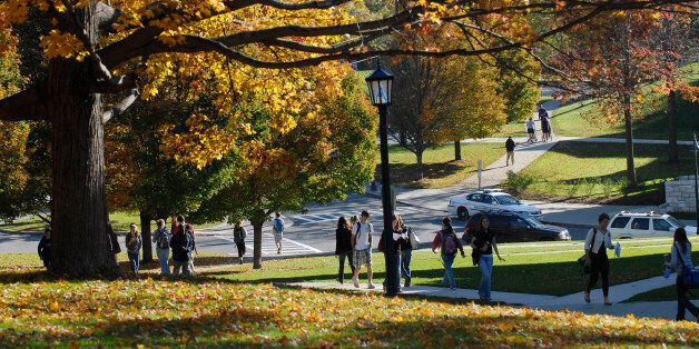 UNITED STATES - OCTOBER 22: Students walk along paths between classes on the campus of Williams College in Williamstown, Massachusetts, U.S., on Monday, October 22, 2007. Liberal arts colleges in the U.S. are attracting alumni gifts of $10 million or more at a record pace to finance their competition with Ivy League universities for the nation's premier students. Williams College in Williamstown, Massachusetts, surpassed its $400 million capital campaign goal in June. (Photo by Nancy Palmieri/Bloomberg via Getty Images)
