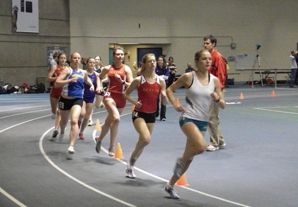 That's me behind the lead runner. My team's coach, Dave Scott-Thomas, watches from the sideline.