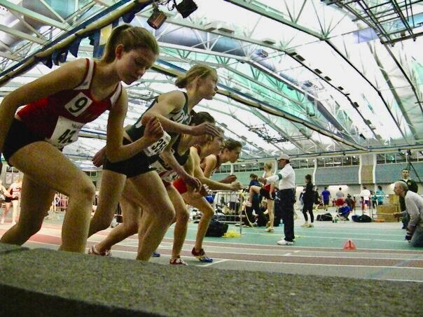 Me, furthest left, lining up at the start line of a race.