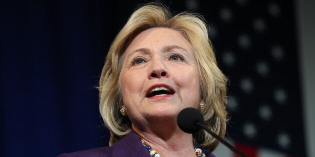 Democratic presidential candidates Hillary Clinton at the NHDP annual Jefferson Jackson dinner in Manchester, N.H., Sunday, Nov. 29, 2015. (AP Photo/Cheryl Senter)