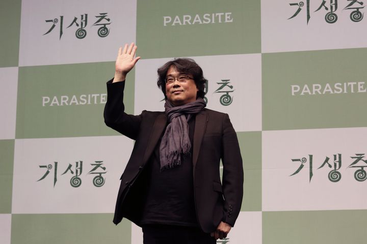 Bong Joon-ho, director of Oscar-winning Parasite, at a press conference in Seoul, South Korea.