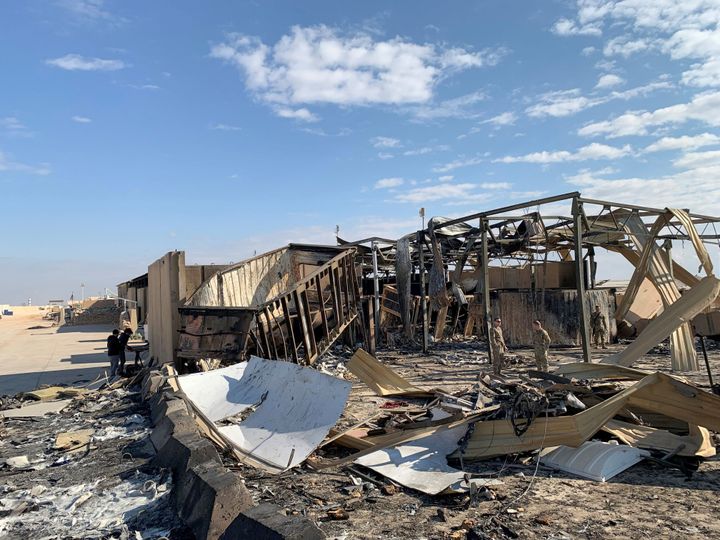 A view of the damage at Ain al-Asad military airbase housing U.S. and other foreign troops in the western Iraqi province of Anbar, on Jan. 13, 2020.