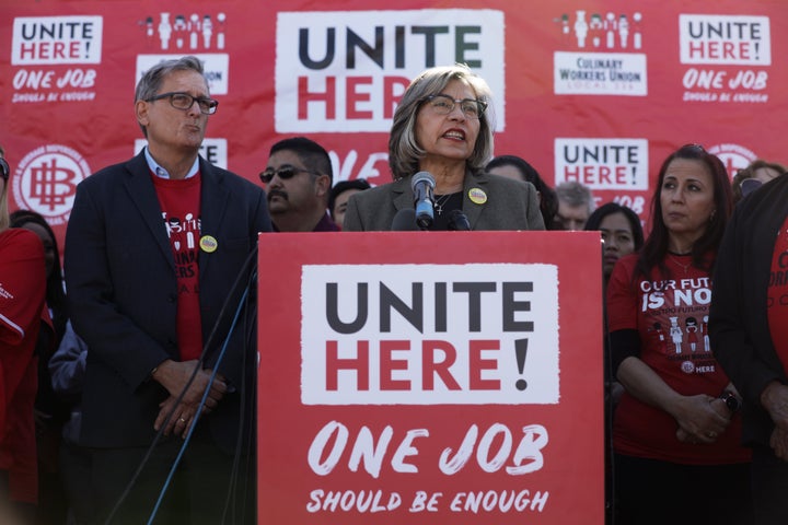 Geoconda Argüello-Kline, secretary-treasurer of the Culinary Workers Union, announced on Feb. 13 that the union would no