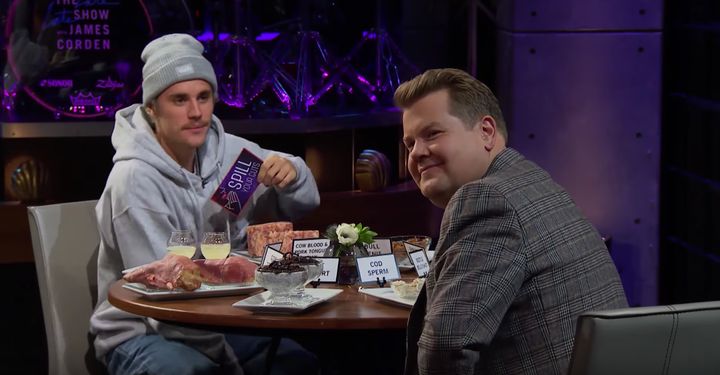 Justin and James face the tough questions on The Late, Late Show