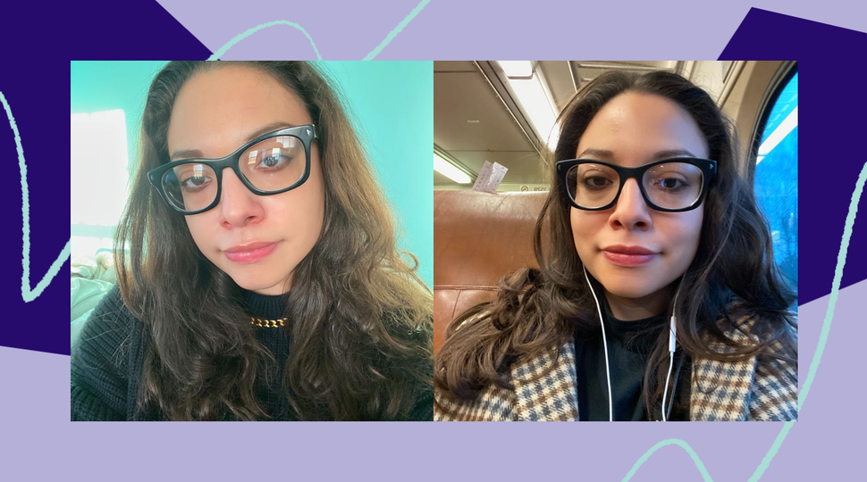 The photo on the left is from one of my frizzy-hair days. On the right is me in the morning, after using the Revlon brush the night before. If my hair can survive the journey of NJ Transit and the New York subway system, it can survive anything.