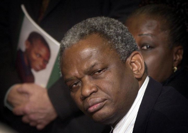 Richard and Gloria Taylor, mother of murdered school boy Damilola who was killed in Peckham, south London November 2000, at a press conference in Scotland Yard to coincide with the release of an eight-month inquiry by John Sentamu, * ... the Bishop of Birmingham. The review made a total of 23 recommendations in relation to the police criminal justice system and prison service, and although the review acknowledged that the Metropolitan Police had moved on since the botched Stephen Lawrence inquiry in 1993, it made a series of criticisms, particularly of the way the Crown's 14-year-old child witness known as 'Bromley' was dealt with. 