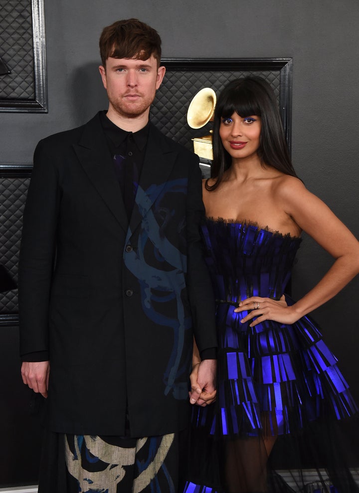 Jameela with boyfriend James Blake at the Grammys last month