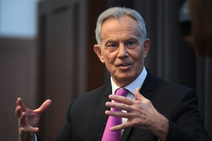 Former prime minister Tony Blair during a speech to mark the 120th anniversary of the founding of the Labour party, in the Great Hall at King's College, London.