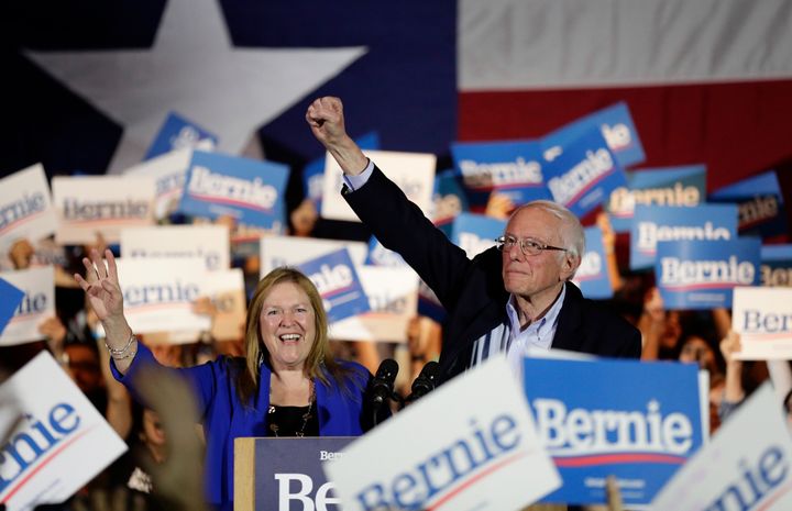 Democratic presidential candidate Sen. Bernie Sanders with his wife Jane.