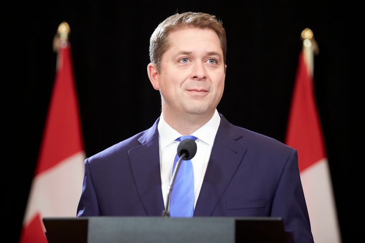 "Here's to 'Paw Patrol,' and to capitalism," Conservative Leader Andrew Scheer said in a video posted to social media on Sunday. He's seen here at a press conference in Regina, on Oct. 22, 2019.