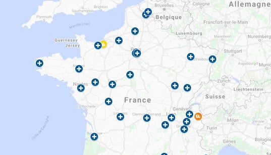 La carte de la France face au