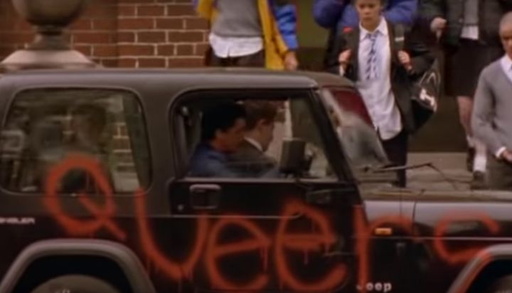 Nathan gets dropped off at school in the first episode of Queer As Folk