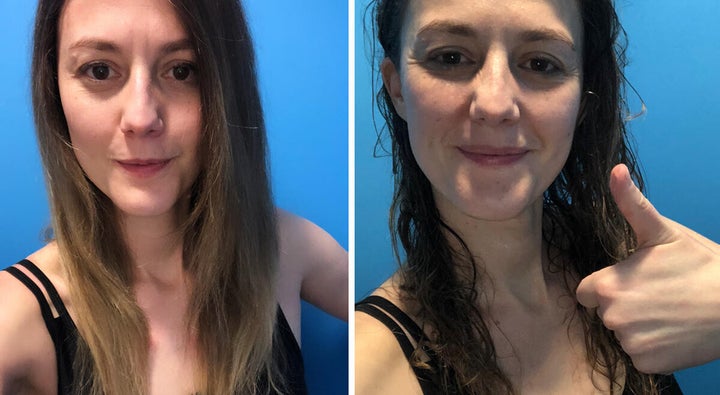 Before and after the swim.