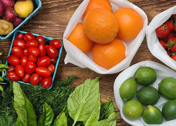 Ditch the plastic for these reusable mesh product bags that keep your fruits and veggies fresh.