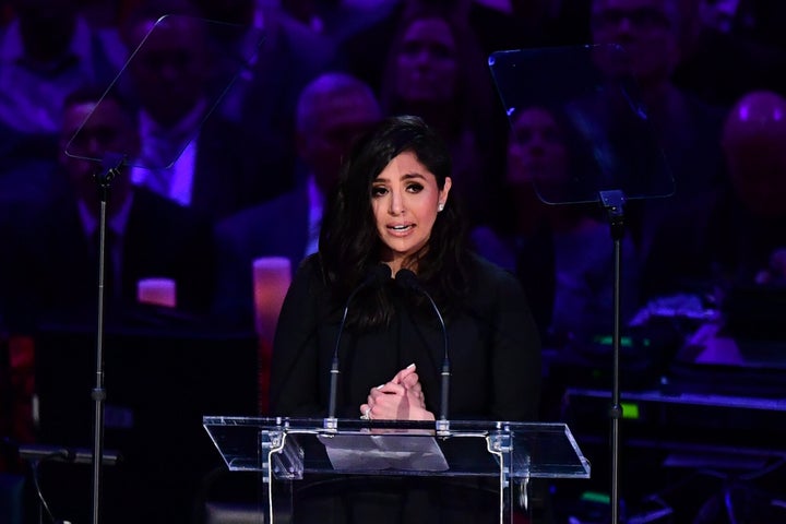 Kobe Bryant's wife, Vanessa Bryant, speaks during the "Celebration of Life for Kobe and Gianna Bryant" service at Staples Cen