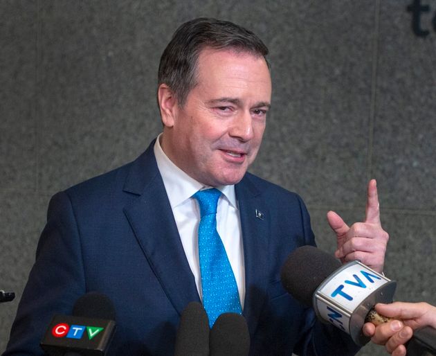 Alberta Premier Jason Kenney speaks to the media on Feb. 4, 2020 in Montreal. 