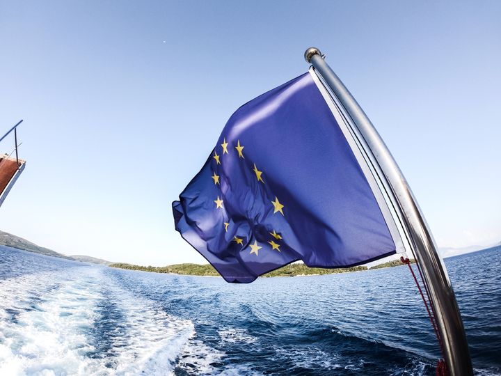 Flaunt the flag of European union on the sea
