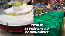 En Italie, des rayons des supermarchés vidés à cause du