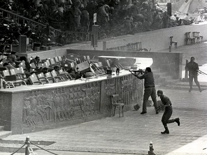 Photograph taken during the assassination of Anwar Sadat (1918-1981).