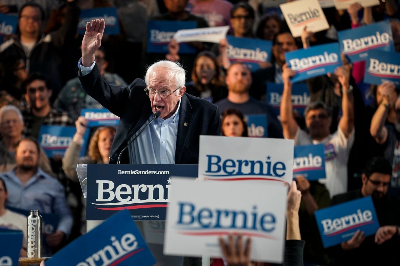 Democratic presidential candidate Sen. Bernie Sanders (I-VT) speaks during a campaign rally at the University of Houston on February 23, 2020 in Houston, Texas. With early voting underway in Texas, Sanders is holding four rallies in the delegate-rich state this weekend before traveling on to South Carolina. Texas holds their primary on Super Tuesday March 3rd, along with over a dozen other states. (Photo by Drew Angerer/Getty Images)