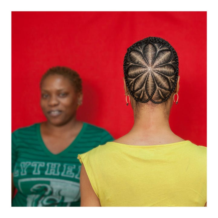 Black hair has been an important part of the work of Massachusetts-based artist Sonya Clark. “Jamilah” (seen abov