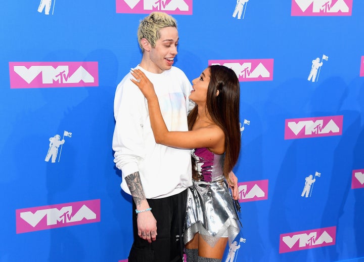 Pete Davidson and Ariana Grande attend the 2018 MTV Video Music Awards at Radio City Music Hall on Aug. 20, 2018.