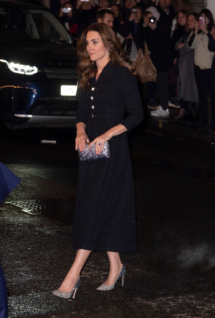 The Duchess of Cambridge attends a charity performance of "Dear Evan Hansen" in aid of The Royal Foundation at Noel Coward Theatre on Feb. 25.