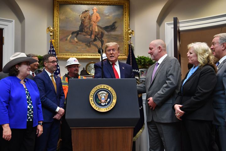 President Donald Trump speaks at a Jan. 9 event to announce proposed rollbacks to NEPA regulations. He called the federal permitting process “big government at its absolute worst.”