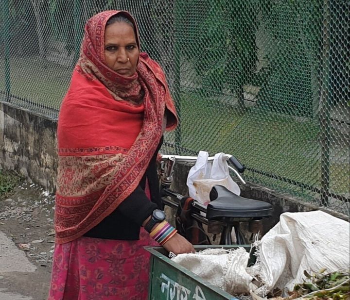 Bhanmati is one of a number of Indian sanitation workers who is being required to wear a GPS-enabled tracking device during her workday.