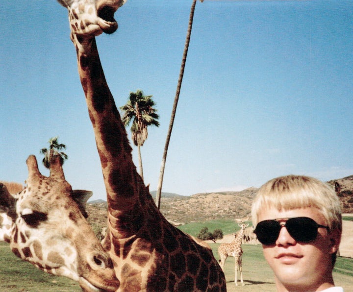 Jason and his spirit animals at the San Diego Wild Animal Park, ca. 1985.