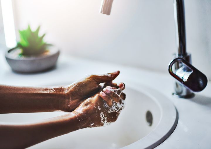 When washing your hands, scrub for at least 20 seconds with warm, soapy water. Don't miss your thumbs, fingertips, and in between fingers. Then dry your hands off.