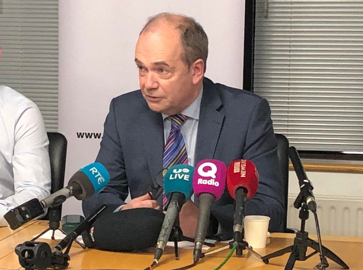 Chief medical officer Dr Michael McBride speaking at a press conference in Belfast after the first case of Covid-19 has been identified in Northern Ireland.