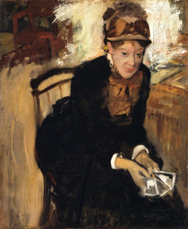 Retrato da pintora Mary Cassat criado por seu amigo Edgar Degas, por volta de 1880-84.