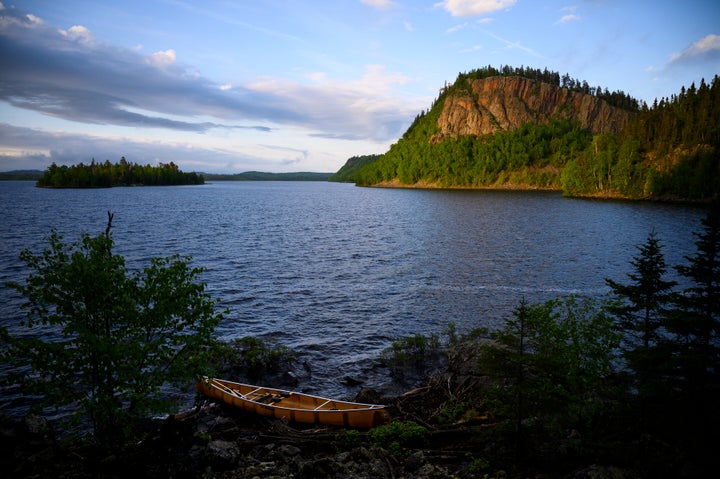 A palisade on South Fowl Lake in the Boundary Waters Canoe Area Wilderness in Minnesota.