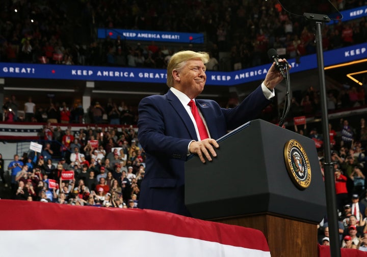 President Donald Trump speaks during a campaign rally in Minneapolis, Minnesota, in October.