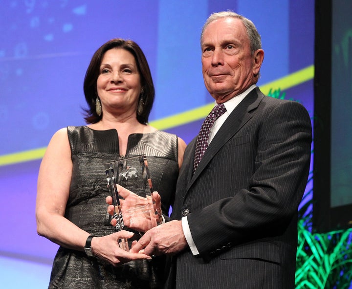 Jill Lafer presents former New York City Mayor Mike Bloomberg with the Global Citizen Award at the Planned Parenthood Federation Of America's 2014 Gala Awards Dinner in March 2014.