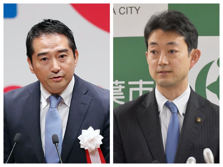 五十嵐立青・つくば市長(左)、熊谷俊人・千葉市長(右)