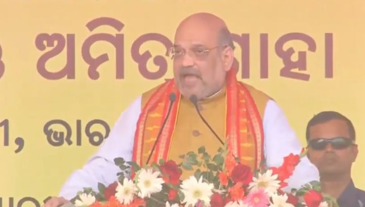 Home Minister Amit Shah at a rally in Odisha. 