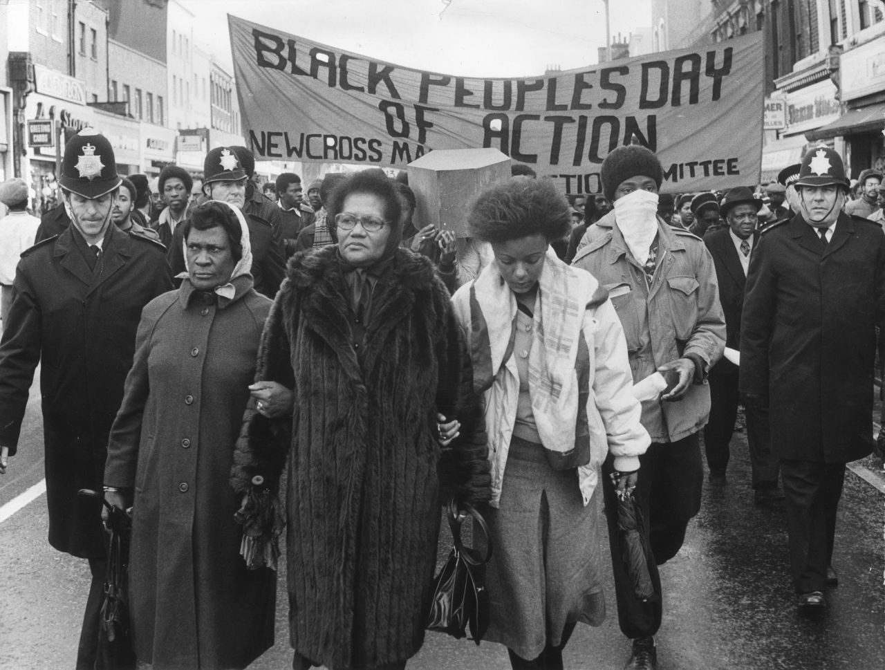 March 2, 1981: Grieving protesters march from New Cross to the House of Commons after 13 Black people were killed in the New Year fire at Deptford, south London