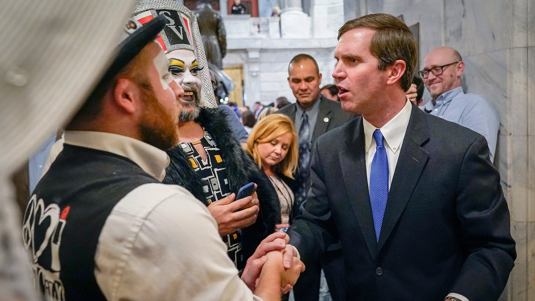 Kentucky Gov. Andy Beshear Defends Photo With Drag Queens After