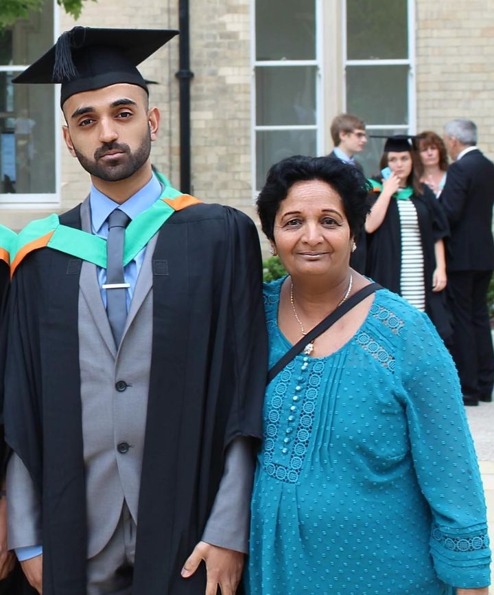 Vaishal Patel with his mum Bharti at his graduation